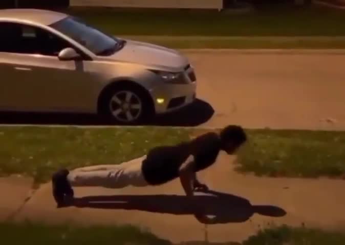 Man Does A Full Frontal Flip From An Incline Plank Position.