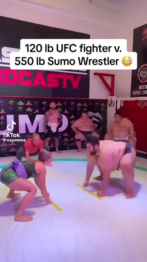 A 125 lb female pro UFC fighter takes on a 550 lb male sumo wrestler